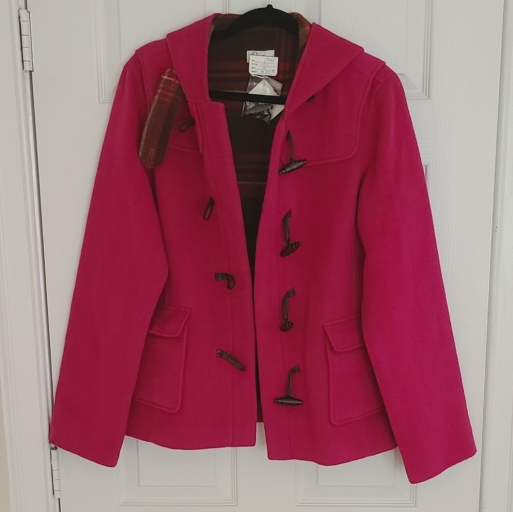 Lilly Pulitzer Jacob Pink Toggle Jacket Wool Plaid/Lined Women's Size Medium